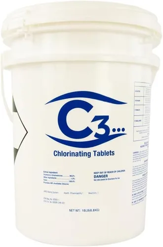 Miniatura 6 de C3... Tabletas de cloro estabilizado de 1 pulgada para piscina Tabletas cloradoras de disolución lenta para piscinas sobre el suelo o enterradas