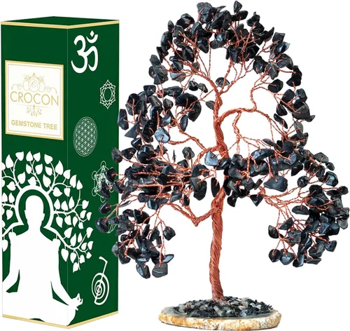 Miniatura 13 de Crocon® Árbol de la vida de 7 chakras, sabiduría espiritual, base de rodajas de ágata, árbol de cristal hecho a mano para energía positiva