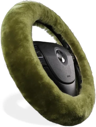 Miniatura 31 de OGLAND - Funda para volante de automóvil de lana de oveja esponjosa suave y esponjosa para vehículo automotriz universal, para mujer y hombre, 14
