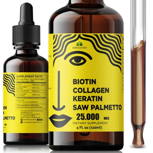 Miniatura 8 de Suplementos de colágeno líquido para mujeres, fórmula integral para el cabello, piel, uñas, suplemento con 10000 mcg de colágeno, 5000 mcg