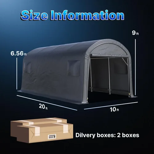 Miniatura 5 de ADVANCE OUTDOOR Cobertizo de Almacenamiento Refugio de 6 x 8 pies Techo de Pico Redondo de Acero Metálico Garaje Cochera Portátil para Motocicleta