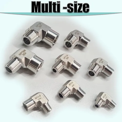 Miniatura 8 de 2 piezas de codo de calle de 90 grados, adaptador de codo de barra forjada de acero inoxidable 304, accesorios de tubería de alta resistencia