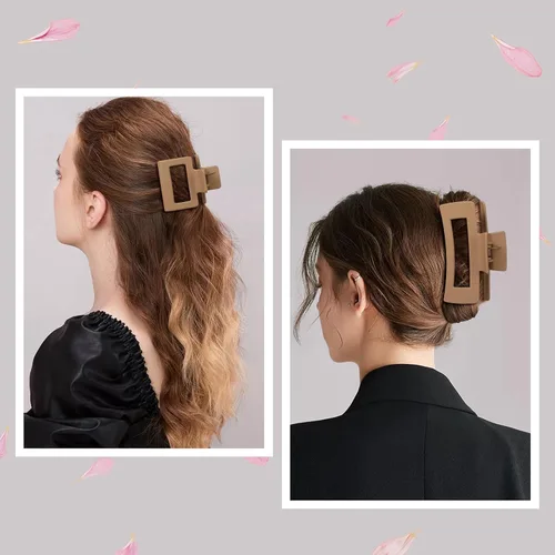 Miniatura 7 de Pinzas cuadradas para el cabello, grandes y pequeñas, antideslizantes, cuadradas, mate, 12