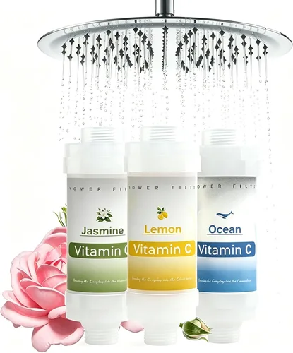 Miniatura 14 de 8 filtros de ducha de vitamina C para filtro de agua dura, accesorios de baño para ducha, bañera, lavanda, jazmín, té blanco, océano, melocotón