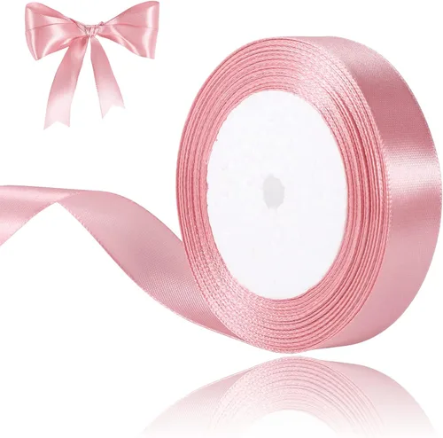 Cinta rosa de satén de 1 pulgada para regalos de graduados, ramo de flores Leis, lazos rosados, decoración de bodas, fiestas de bebé, despedida de