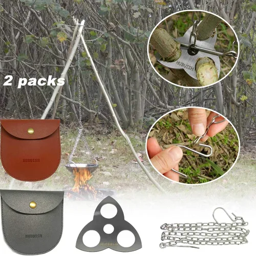 Miniatura 2 de Accesorios para tablero de trípode de campamento: convierte las ramas en parrilla trípode para fogata para cocinar, equipo y equipo de campamento