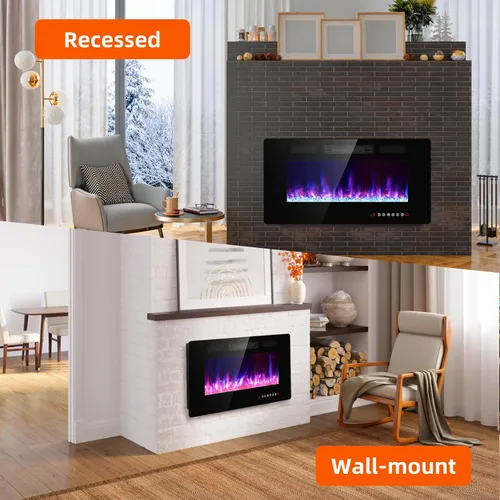 Miniatura 4 de Zionheat - Chimenea eléctrica ultrafina de 36 pulgadas para sala de estar, chimenea independiente/insertos/montado en la pared con control remoto