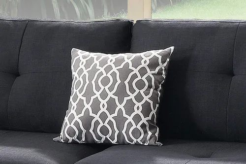 Miniatura 7 de Poundex bobkona viola Set de sofás con otomano en negro linen-like polyfabric mano izquierda o derecha chaise
