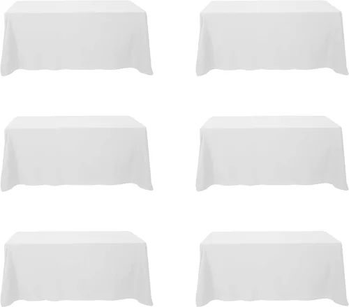 Miniatura 100 de BRILLMAX 6 Pack de Manteles Azul Marino para Mesas Rectangulares de 8 Pies 90 x 156 Pulgadas - 8 pies Mantel Rectangular a Granel de Lino