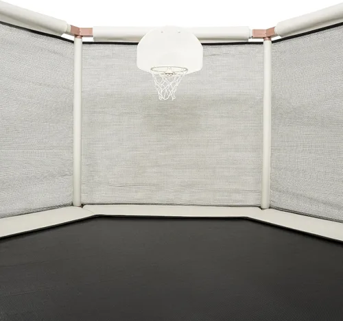 Miniatura 7 de Trampolín para Niños, Trampolín Estético para Interiores y Exteriores para Niños Pequeños con Red de Seguridad, Aro de Baloncesto, Capacidad de 220