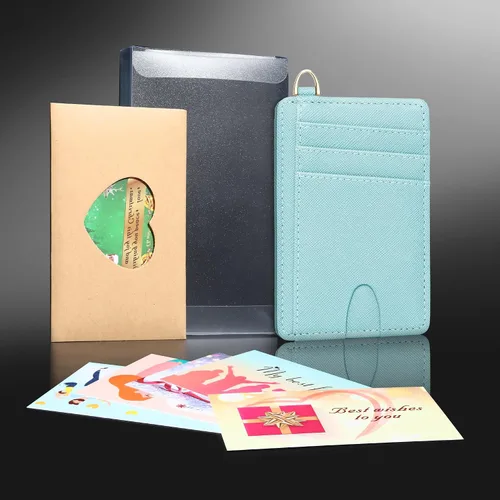 Miniatura 8 de Badiya Tarjetero delgado minimalista para tarjetas de crédito, bolsillo frontal con bloqueo RFID, estuche compacto para tarjetas con ventana