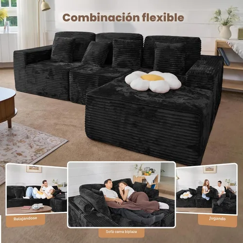 Miniatura 4 de Sofás modulares seccionales de nube de 111 pulgadas con chaise en forma de L, sofá sin estructura tapizado de asiento profundo para sala de estar
