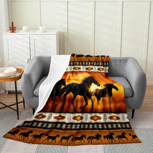Miniatura 27 de Manta azteca con diseño tribal africano, con diseño de animales de granja, manta mullida con diseño de animales de granja y atrapasueños de tribu