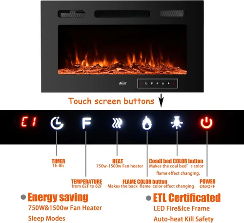 Miniatura 2 de Clihome Chimenea eléctrica de 36 pulgadas, para chimenea eléctrica, calentador de chimenea eléctrica, decoración de chimenea, calentador de chimenea