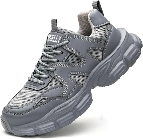 Miniatura 8 de Hogent - Zapatos de puntera de acero para mujer y hombre, anchos, antideslizantes, de trabajo, tenis de punta compuesta, indestructibles, cómodos
