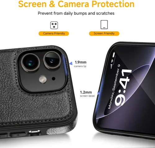Miniatura 7 de Funda protectora de cuero de lujo con diseño único para iPhone 11, antideslizante, resistente a los arañazos, ultra delgada, funda protectora