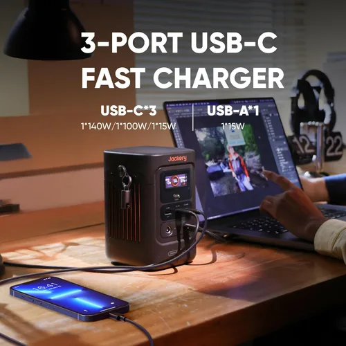 Miniatura 4 de Jackery Explorer - Banco de energía 240D, estación de energía portátil LiFePO4 de 80,000 mAh, salida de CC de 200 W, carga rápida de 1 hora