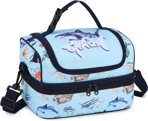 Miniatura 21 de VASCHY - Lonchera para niños, bolsas de almuerzo aisladas de dos compartimentos para niños y niñas con correa para el hombro para la escuela