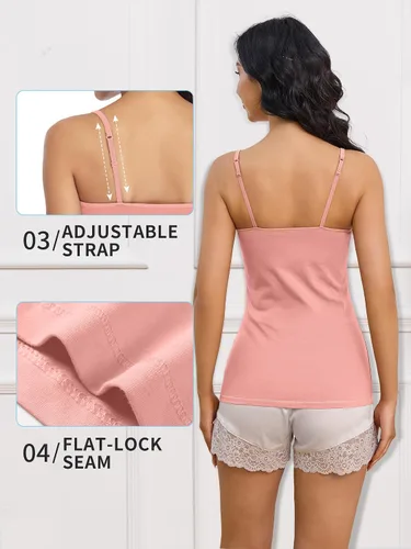 Miniatura 24 de Camisa Attraco de algodón, con tirantes estilo espagueti, con brasier incorporado, 2 paquetes, para mujer