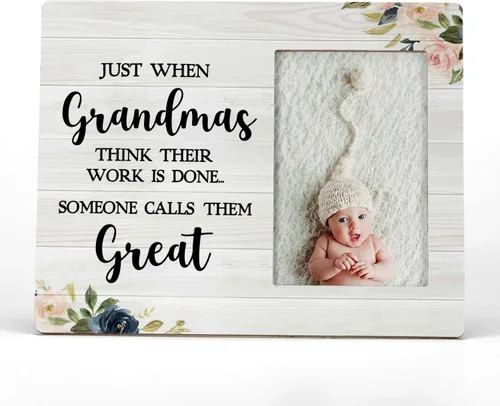FONDCANYON Justo cuando las abuelas piensan que su trabajo está hecho, alguien las llama abuelas geniales Marco de foto para anuncio de embarazo,