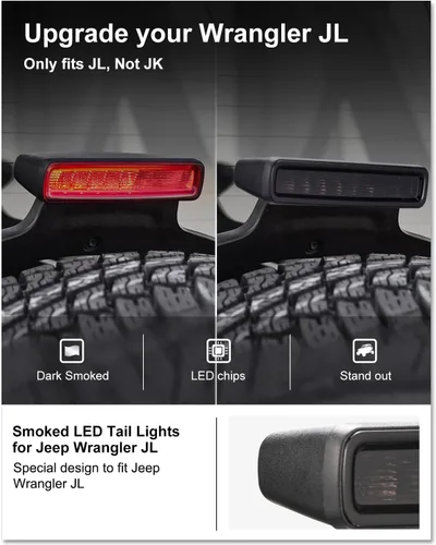 Miniatura 2 de Kiwi Master Tercera luz de freno LED para Jeep Wrangler JL/4xe 2018-2026 Accesorios Tercera luz de freno de montaje alto