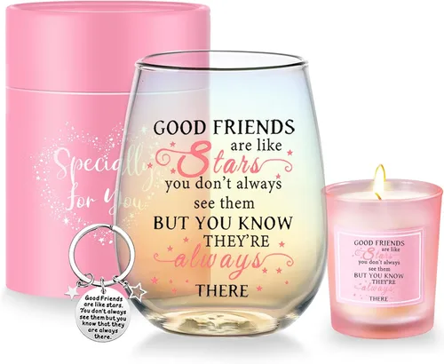 Yalucky Regalos de amistad para mujeres, copas de vino, regalos de cumpleaños personalizados para amigos, hombres, regalos especiales para amigos