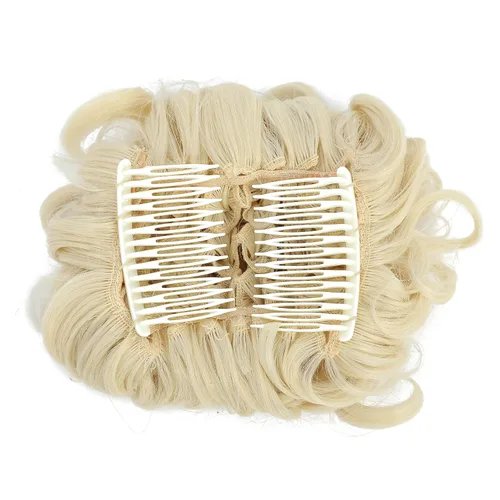 Miniatura 3 de SWACC Extensión de moño de cabello rizado corto y desordenado, fácil de estirar, peines para el cabello, extensión de cola de caballo con clip