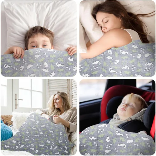 Miniatura 7 de LAT - Manta que brilla en la oscuridad, de franela de felpa supersuave y mullida para niñas y niños, para todas las estaciones, para cama o sofá, 50