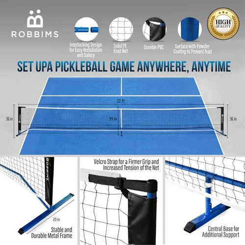 Miniatura 3 de Juego de pickleball con red 4 paletas de fibra de carbono aprobadas por Pickleball de Estados Unidos, sistema de red portátil de tamaño regulador