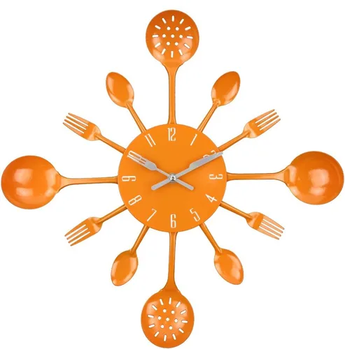 Timelike Reloj de pared, de metal de 16 pulgadas, utensilios de cocina, cuchara, tenedor, reloj de pared, creativo y moderno, decoración del hogar,
