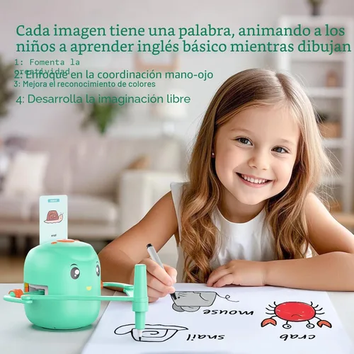 Miniatura 3 de Robot de dibujo educativo interactivo para niños, juguete de aprendizaje Montessori con 150 tarjetas de palabras, interacción de voz, a partir de 5