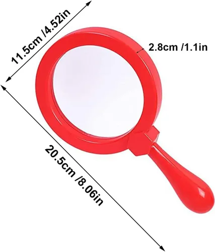 Miniatura 2 de Lupa para niños con soporte, lupa de mano 5X, lupa portátil, lupa de aumento para niños para juegos de exploración, lectura, observación al aire Rojo