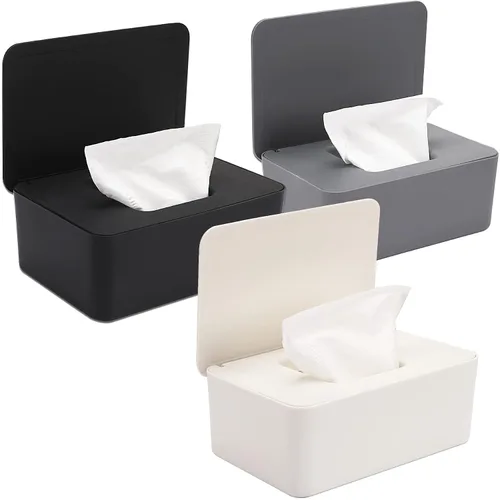 Miniatura 8 de NOVWANG Paquete de 3 dispensadores de toallitas para bebés con tapas, mantiene las toallitas frescas, contenedor de toallitas recargables con diseño