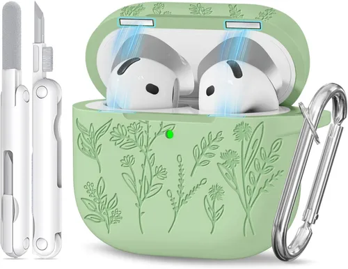 Miniatura 73 de Funda para Airpods Pro 3 con tapa magnética, fundas grabadas con flores para Apple AirPods Pro de 3ª generación 2025, funda de silicona suave
