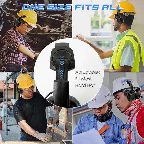 Miniatura 8 de Aolamegs Orejeras con Bluetooth para casco duro, NRR de 26 db, con cancelación de ruido, orejeras para llamadas, música, protección auditiva
