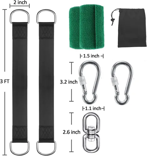 Miniatura 4 de Juego de correas de columpio para árbol (juego de 2), correas de columpio de árbol de 3 pies/8 pies/10 pies/20 pies/30 pies con capacidad para 2500