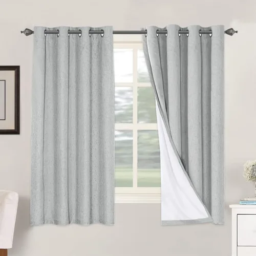 Miniatura 248 de H.VERSAILTEX Cortinas opacas de lino de 72 pulgadas de largo, 100% absolutamente opacas, con aislamiento térmico, con textura de lino, cortinas