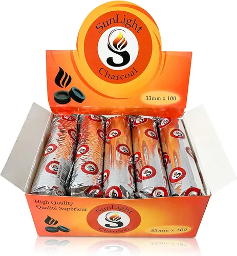 Miniatura 10 de Pastillas de carbón Sunlight® para incienso – Pastillas de carbón de encendido rápido – Discos de carbón ligeros – Rollos de quemador de resina