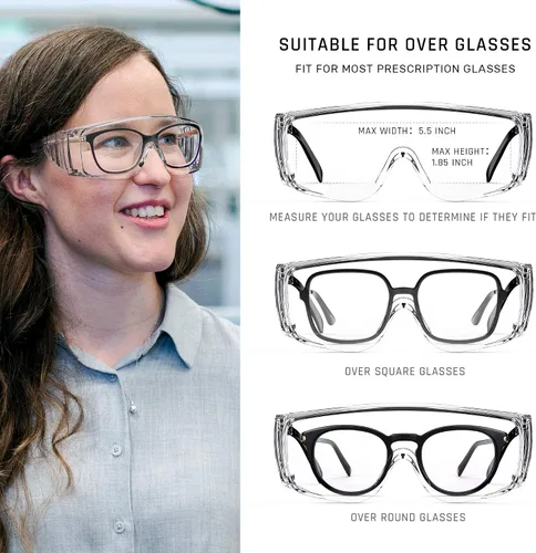 Miniatura 4 de SafeGlory - Gafas de seguridad ajustables antivaho - Transparentes, adecuadas para hombres y mujeres