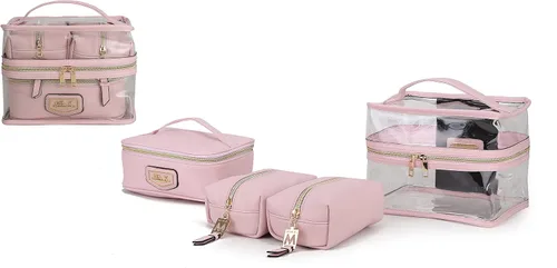Miniatura 21 de MKF 4PCS elegante bolsa de cosméticos portátil maquillaje viaje organizador caso, Emma Fucsia