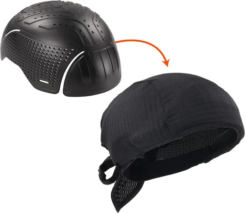 Ergodyne Skullerz 8948 Mesh Do Rag Bandana y Bump Cap Inserto con Flexión Mejorada, Negro
