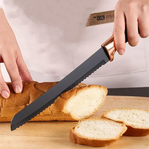 Miniatura 3 de Juego de cuchillos de cocina antiadherentes de acero inoxidable, 9 piezas, juego de cuchillos afilados con afilador, juego de cuchillos con soporte