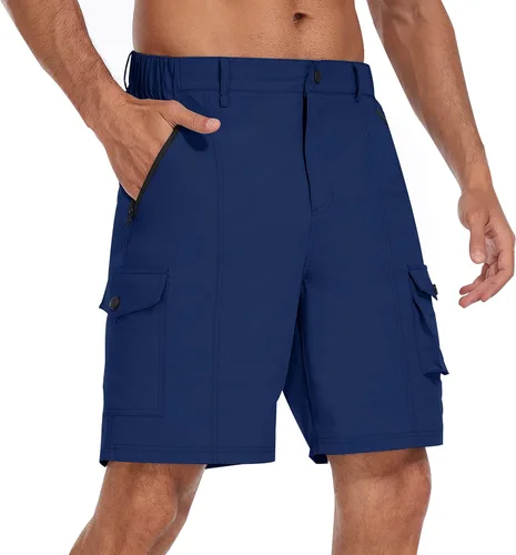 MoFiz Pantalones cortos tipo cargo de senderismo para hombre, de secado rápido, para acampar al aire libre, con múltiples bolsillos, ligeros,