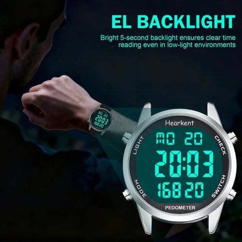 Miniatura 4 de Reloj podómetro para caminar para personas mayores, sin aplicación necesaria, con contador de pasos y calorías y LCD con números grandes Negro