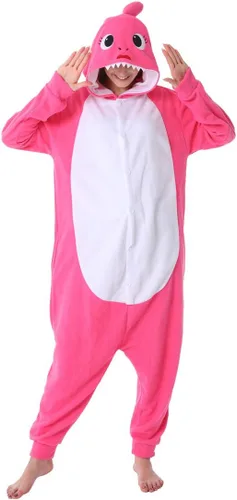 dressfan - Pijama disfraz de caricatura tiburón gris, unisex, para adultos, niños, adolescentes, mujeres y hombres