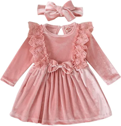 Miniatura 43 de IDOPIP Vestido tutú de terciopelo para niñas pequeñas, vestido de manga larga para princesa, Navidad, cumpleaños, fiesta, boda, vestidos de otoño e