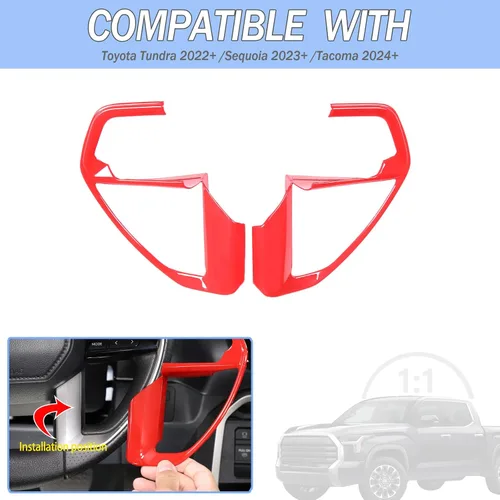 Miniatura 2 de Aunginsy Cubierta para panel de botón de dirección de consola central compatible con Toyota Tundra/Sequoia 2022-2026 Tacoma 2024+, panel de Rojo