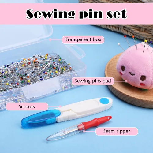 Miniatura 4 de 400 alfileres de costura, alfileres rectos de 1.5 pulgadas para tela, alfileres de cabeza de bola perlados multicolor con cojín de alfiler y otros