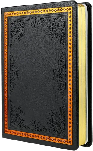 Miniatura 2 de Mazeran Diario vintage, tapa dura de piel sintética, cuaderno de escritura retro en relieve, agenda personal con forro universitario, 5.5 x 7.7