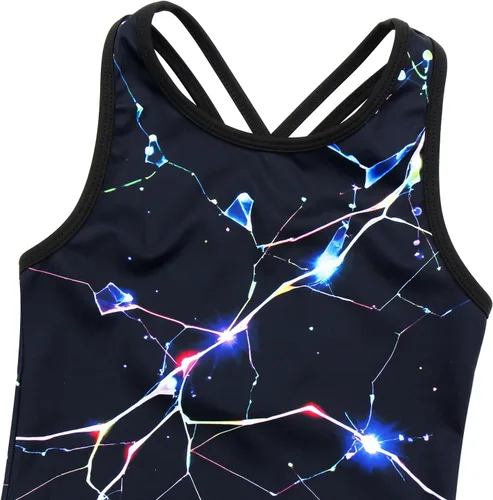 Miniatura 66 de MODAFANS Leotardos de gimnasia para niñas brillantes para bailar ballet, pantalones cortos con espalda cruzada